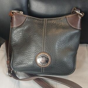 Dooney & Bourke Black and Brown Pebbled Leather Crossbody